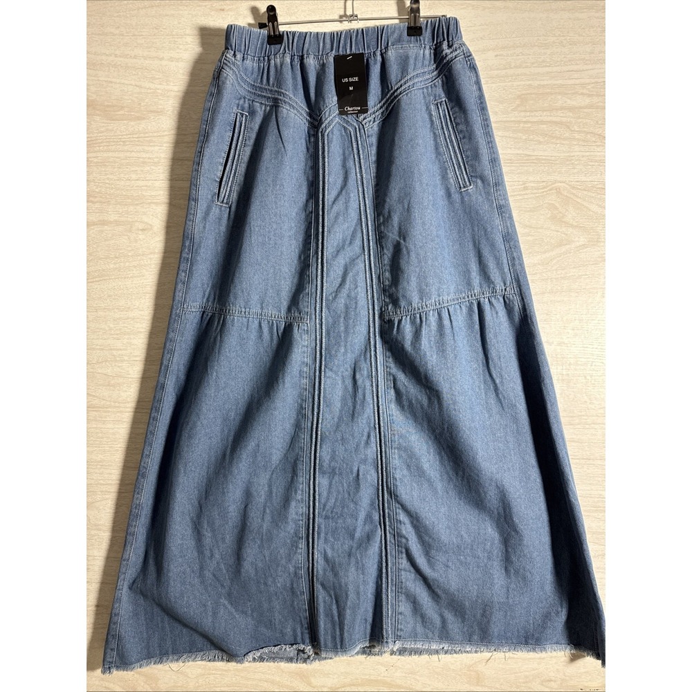 NWT Chartou Maxi Denim Skirt Sz M W/pockets